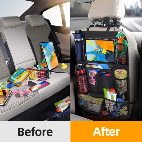 KR Automotive Backseat Organizer with Touch Screen Tablet Holder Set